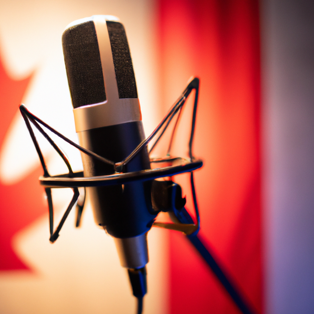 Professional Canadian voiceover studio with microphone and acoustic panels